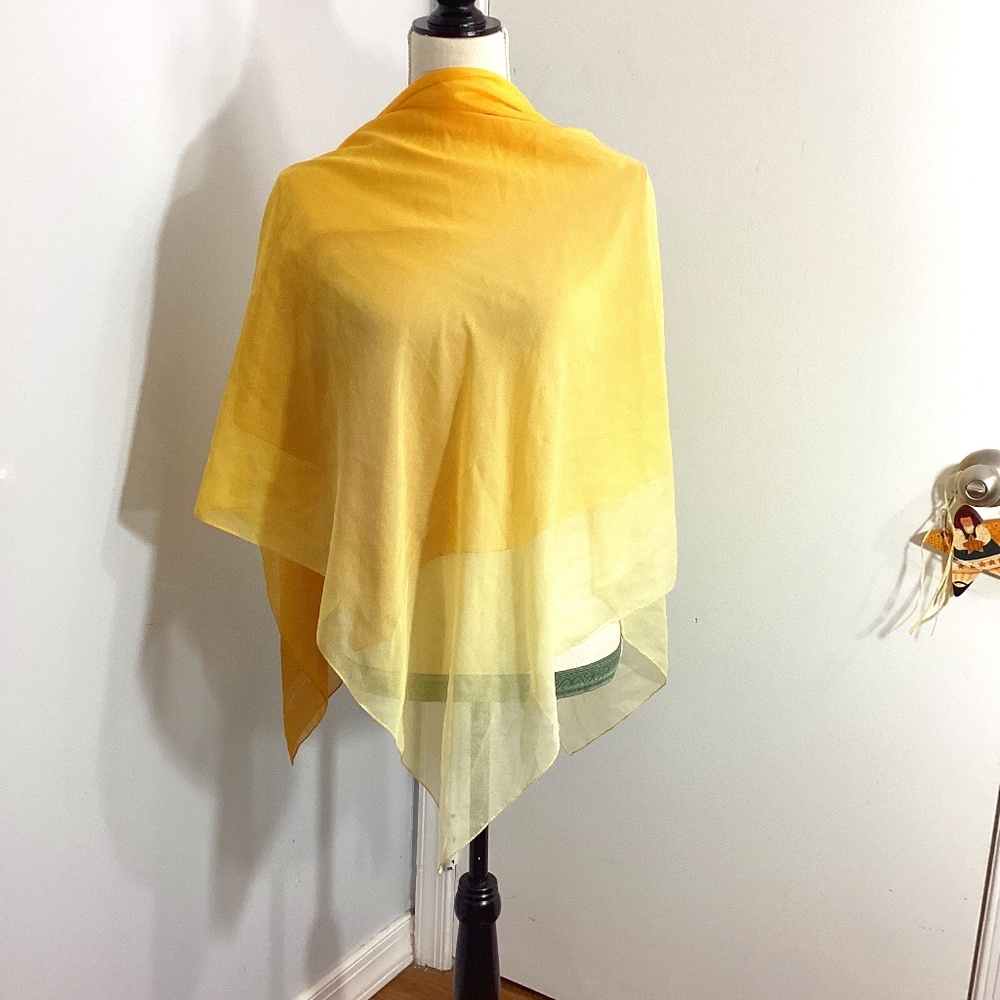 MORTADA ITALIAN POLYCHIFFON SCARF SHAWL COVER UP YELLOW OMBRE SQUARE 46"x46"